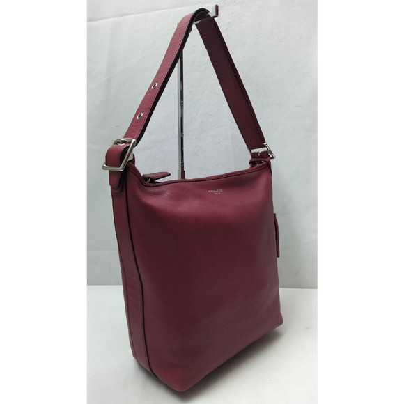 Coach Red Leather Duffle Zipper Closure Crossbody Shoulder Bag - Picture 3 of 16